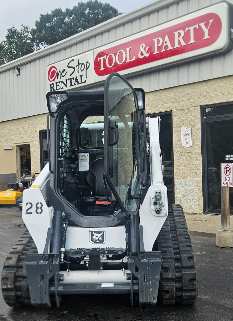 Bobcat T595 Enclosed Cab in front of One Stop Rental